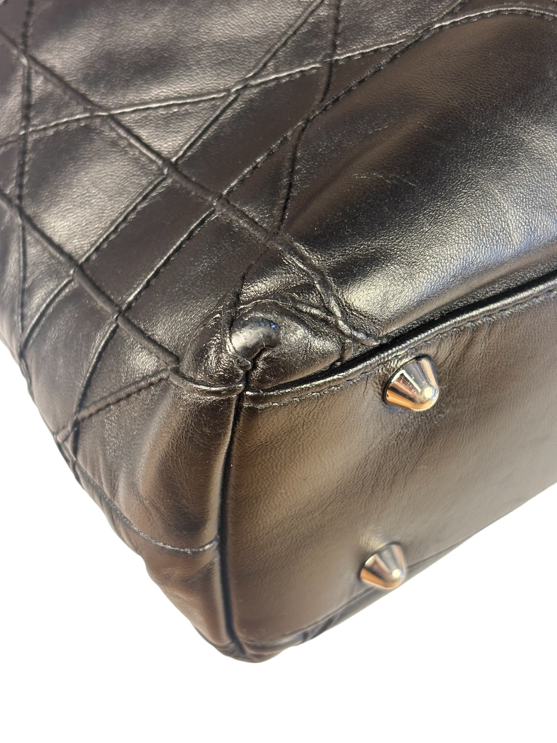 Christian Dior Black Leather Cannage Granville Chain Tote