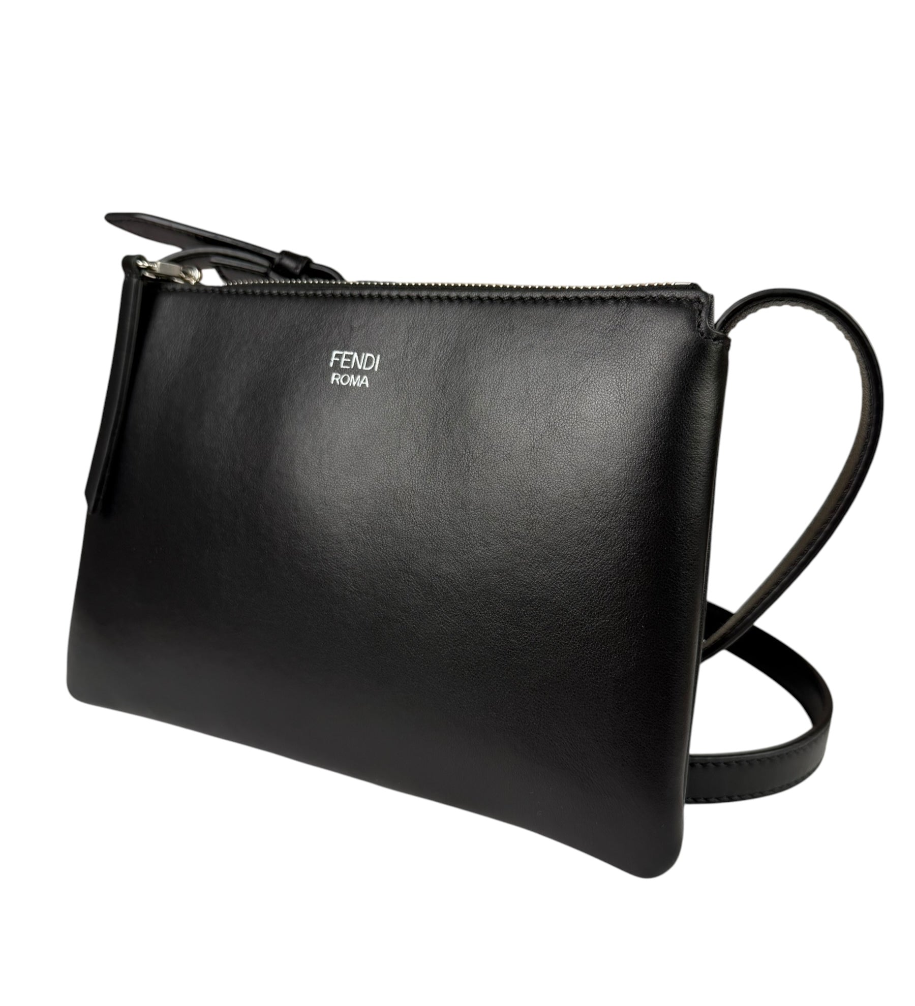 Fendi Roma Black Calf Leather Pochette Crossbody