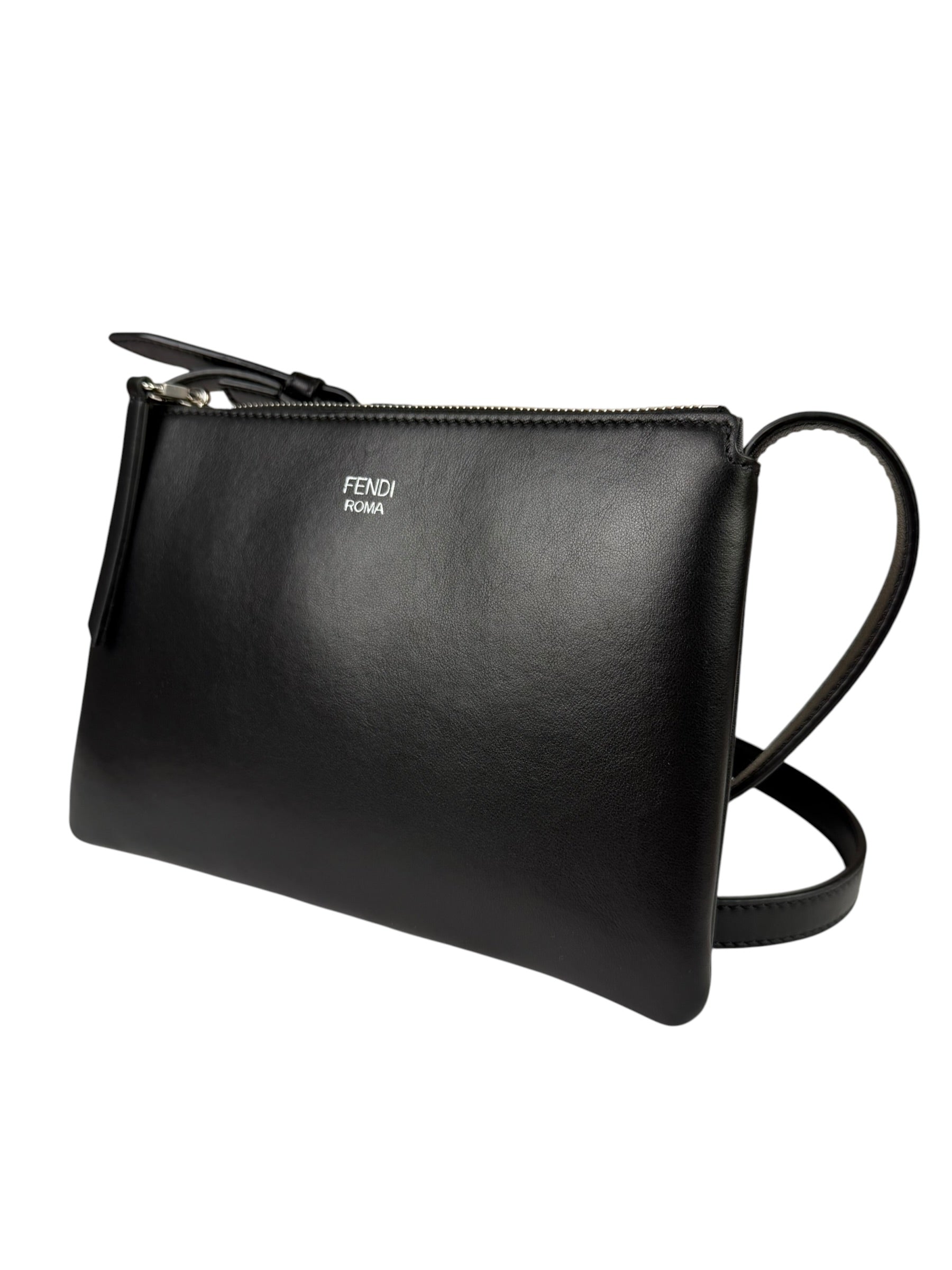 Fendi Roma Black Calf Leather Pochette Crossbody