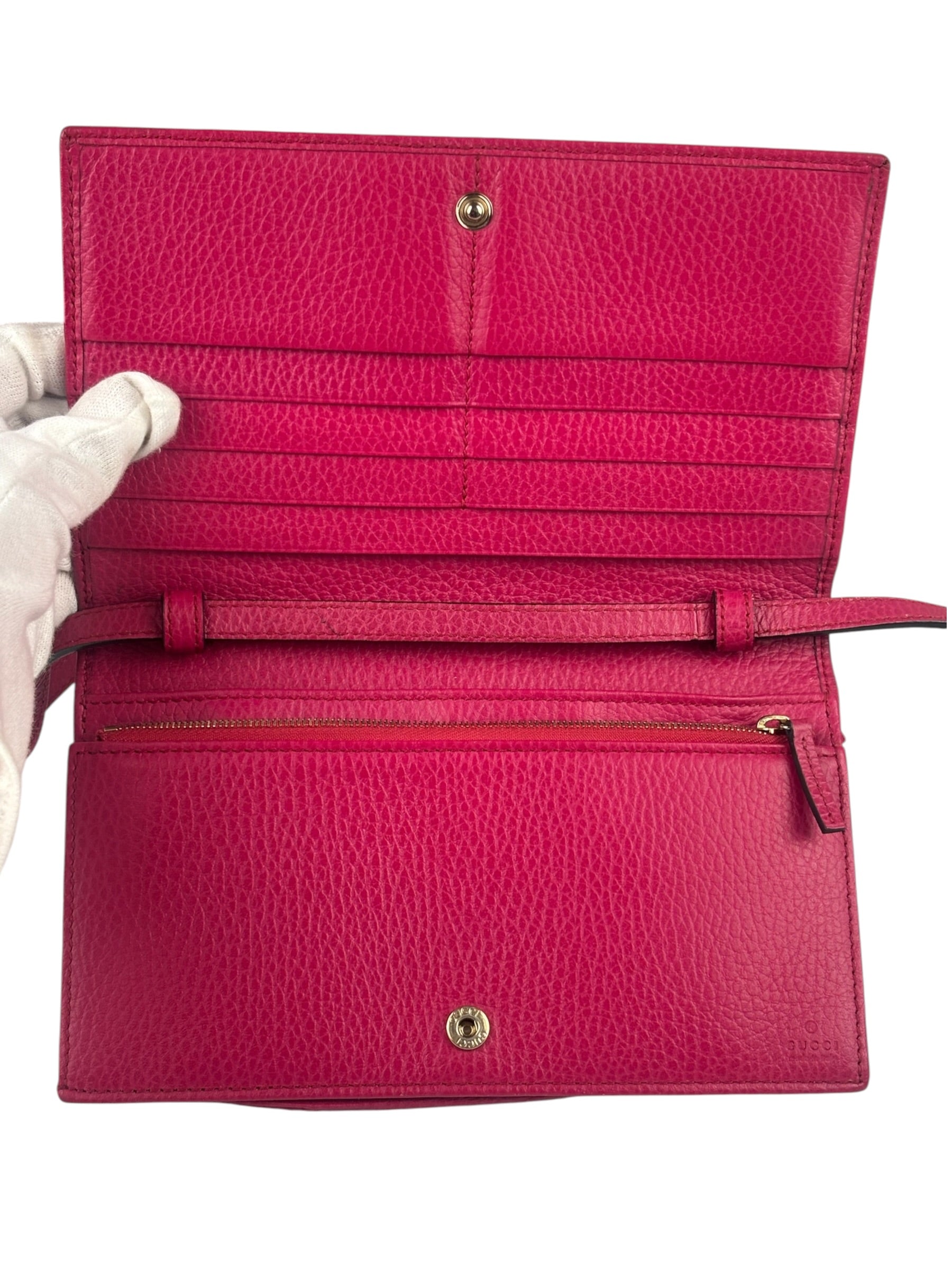 Gucci Pink Leather Swing Wallet/Pochette