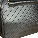 Chanel Vintage Black Chevron Leather Chain Bag