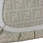 Fendi White Leather PVC Coated Zucca Spalmati Chef Shoulder Bag
