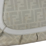 Fendi White Leather PVC Coated Zucca Spalmati Chef Shoulder Bag