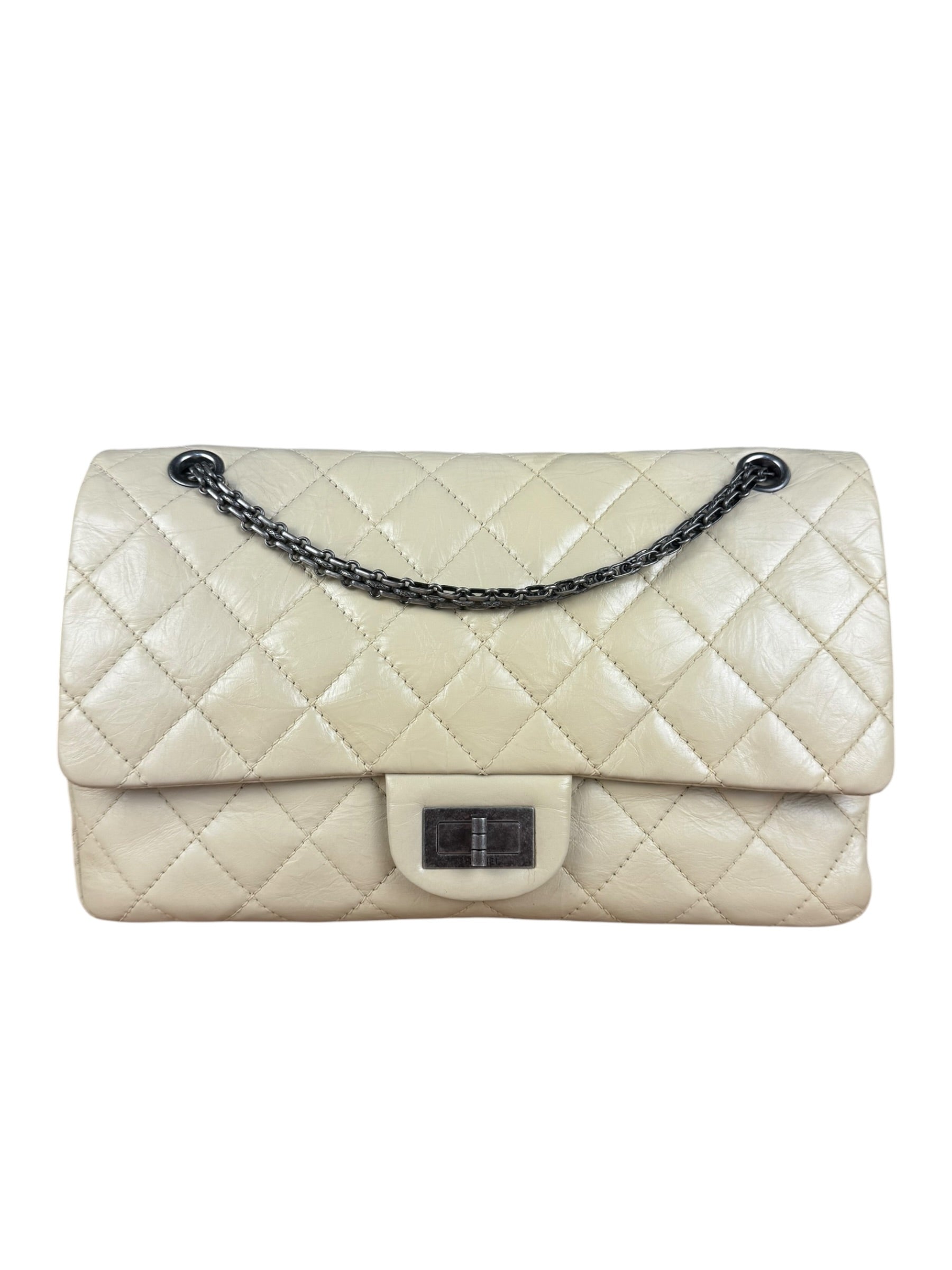 Chanel Aged Ivory Quilted Leather 2.55 Reissue Double Flap Bag 2009