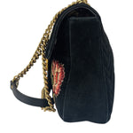 Gucci Black Velvet Marmont Floral Embroidered Shoulder Bag