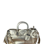 Prada Vintage Metallic Gold Leather Satchel Handbag