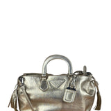 Prada Vintage Metallic Gold Leather Satchel Handbag