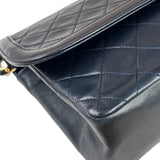 Chanel Vintage Navy Quilted Lambskin Flap Bag 1989