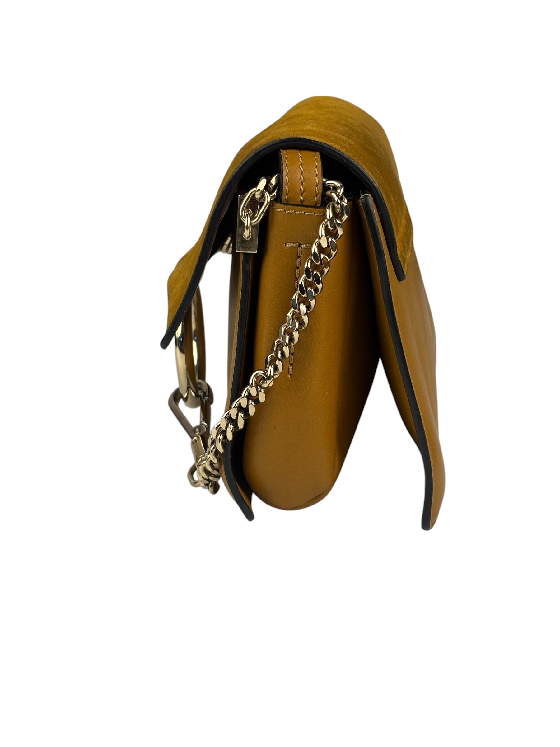 Chloe Mustard Yellow Leather/Suede Faye Bag