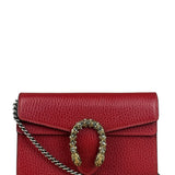 Gucci Red Leather Dionysus Super Mini Chain Crossbody Bag