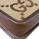 Gucci Brown Leather Trim Jumbo GG Mini Crossbody