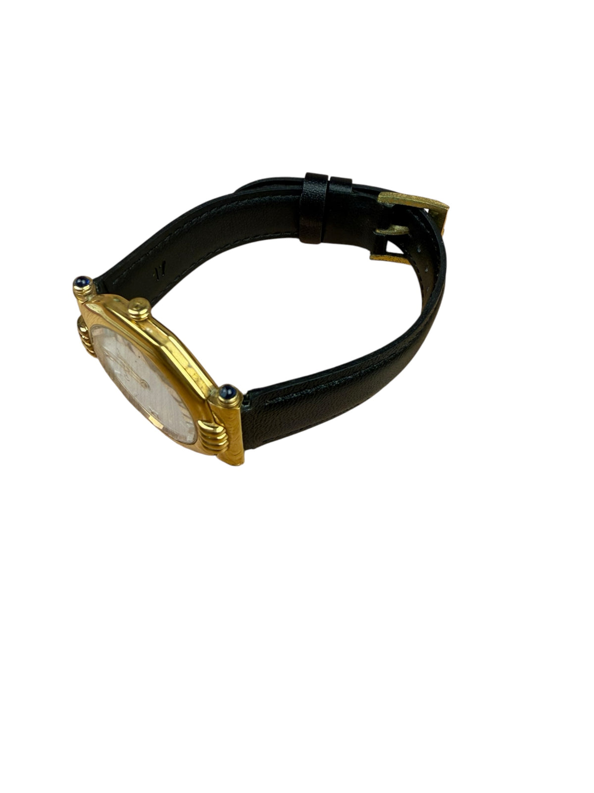 Christian Dior Octagon White Dial Black Leather Strap