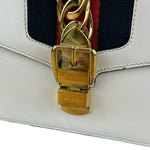 Gucci White Leather Sylvie Chain Shoulder Bag