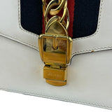 Gucci White Leather Sylvie Chain Shoulder Bag