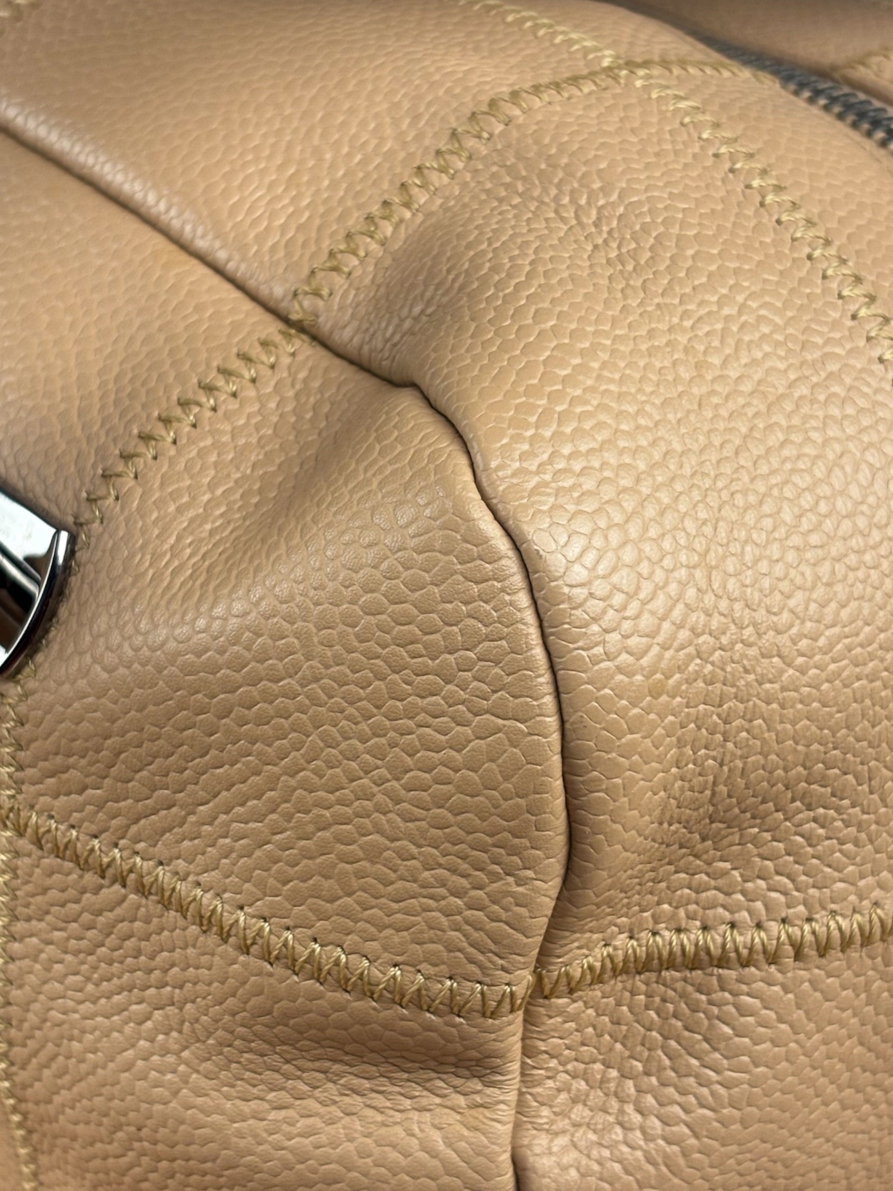 Chanel Beige Caviar Chocolate Bar Boston Bag