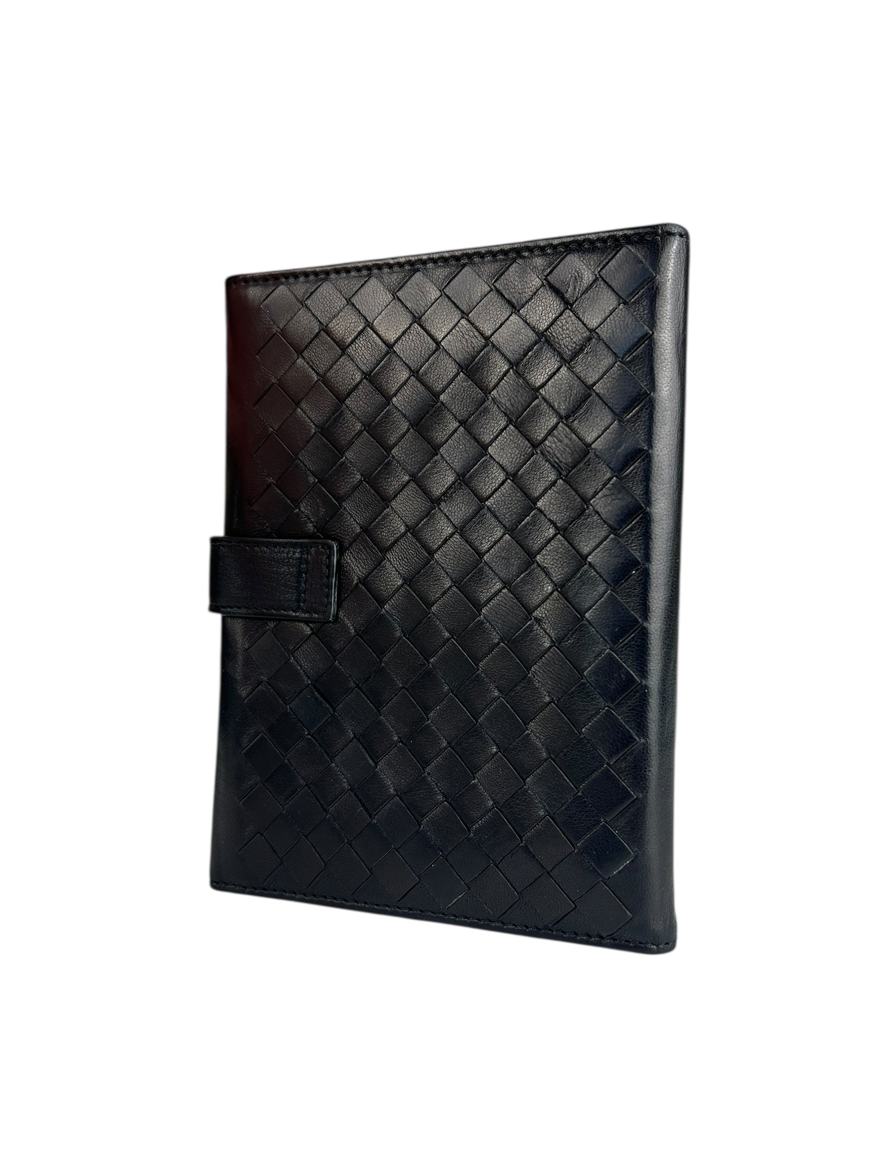 Bottega Veneta Intercciato Black Passport Holder
