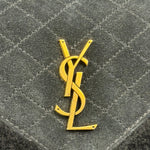 YSL Bicolor Quilted-Suede Shearling Gaby Shoulder Bag