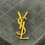 YSL Bicolor Quilted-Suede Shearling Gaby Shoulder Bag