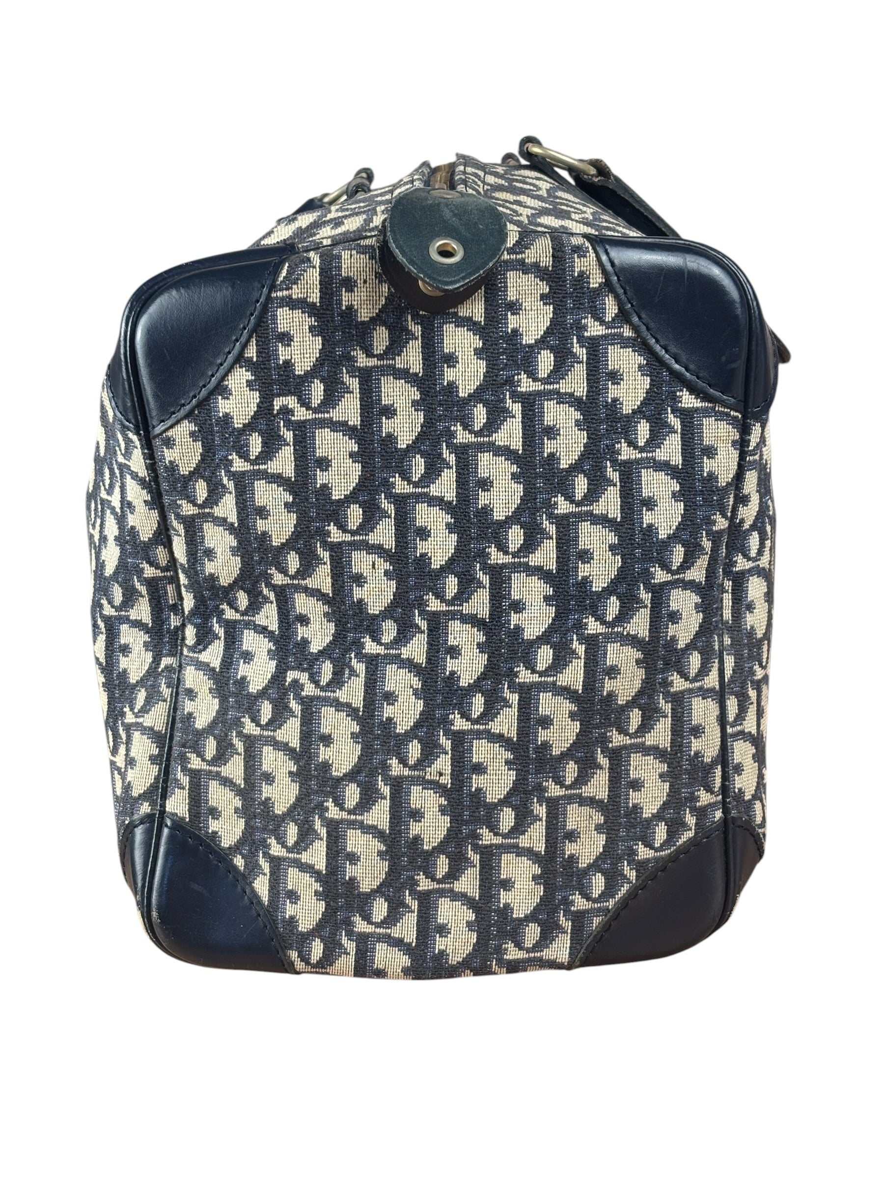 Christian Dior Vintage Navy Blue Trotter Boston Bag