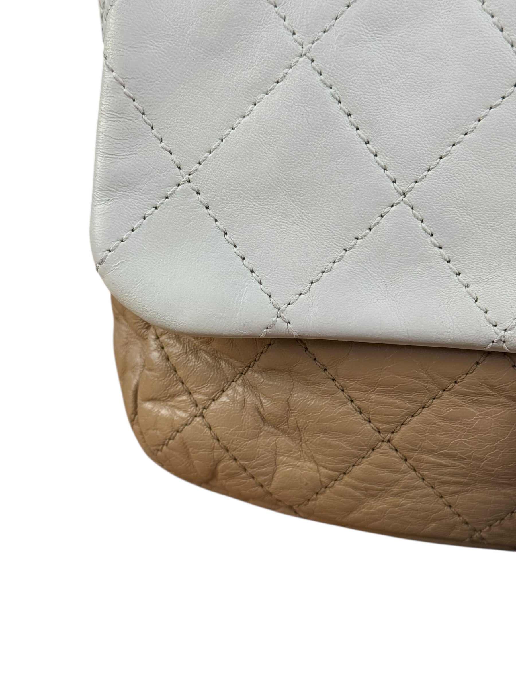 Chanel Bicolor Medium Leather Flap Bag Beige '08