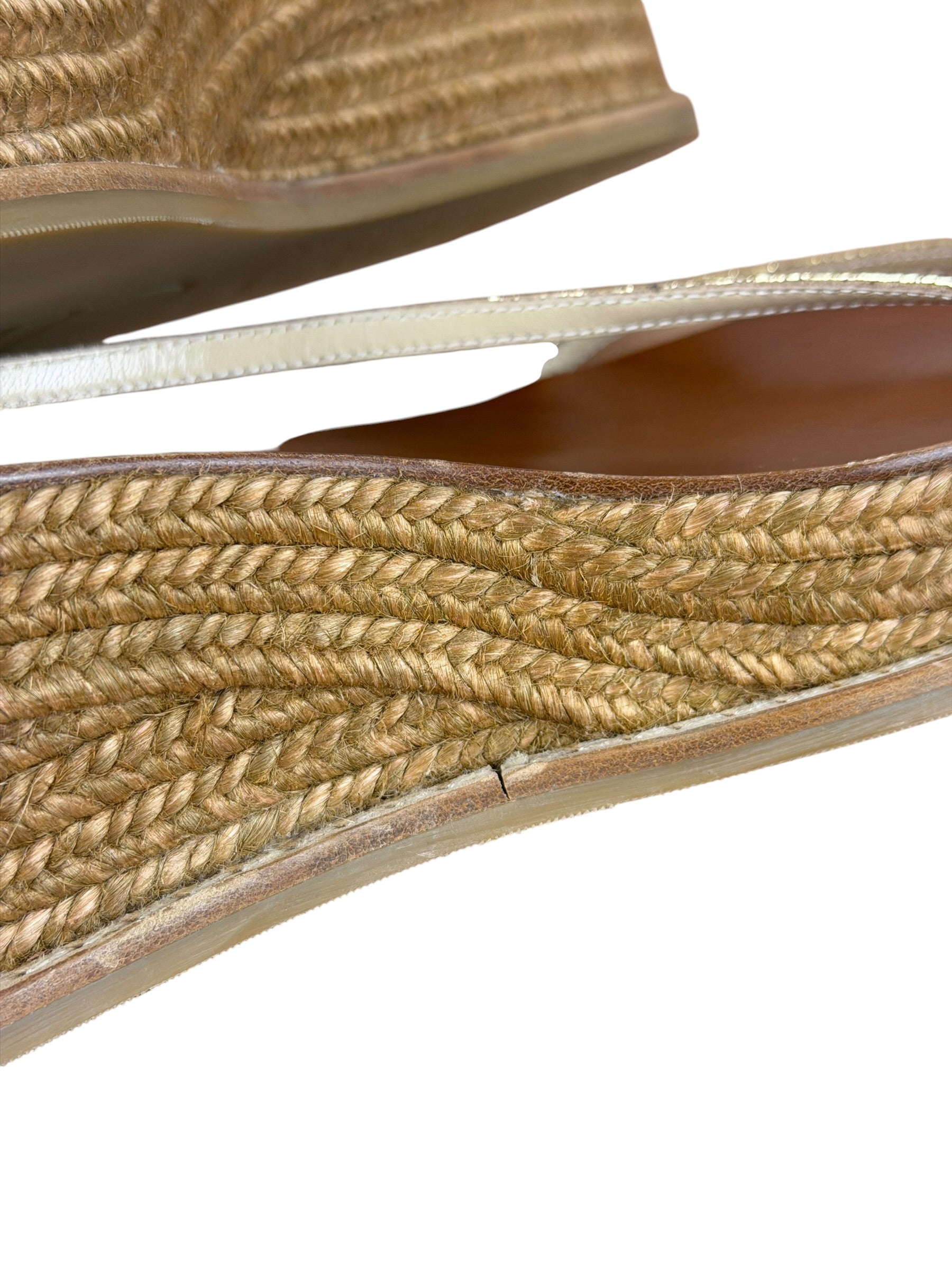 Jimmy Choo Brown Drive Metallic Wedge Espadrille Sandals