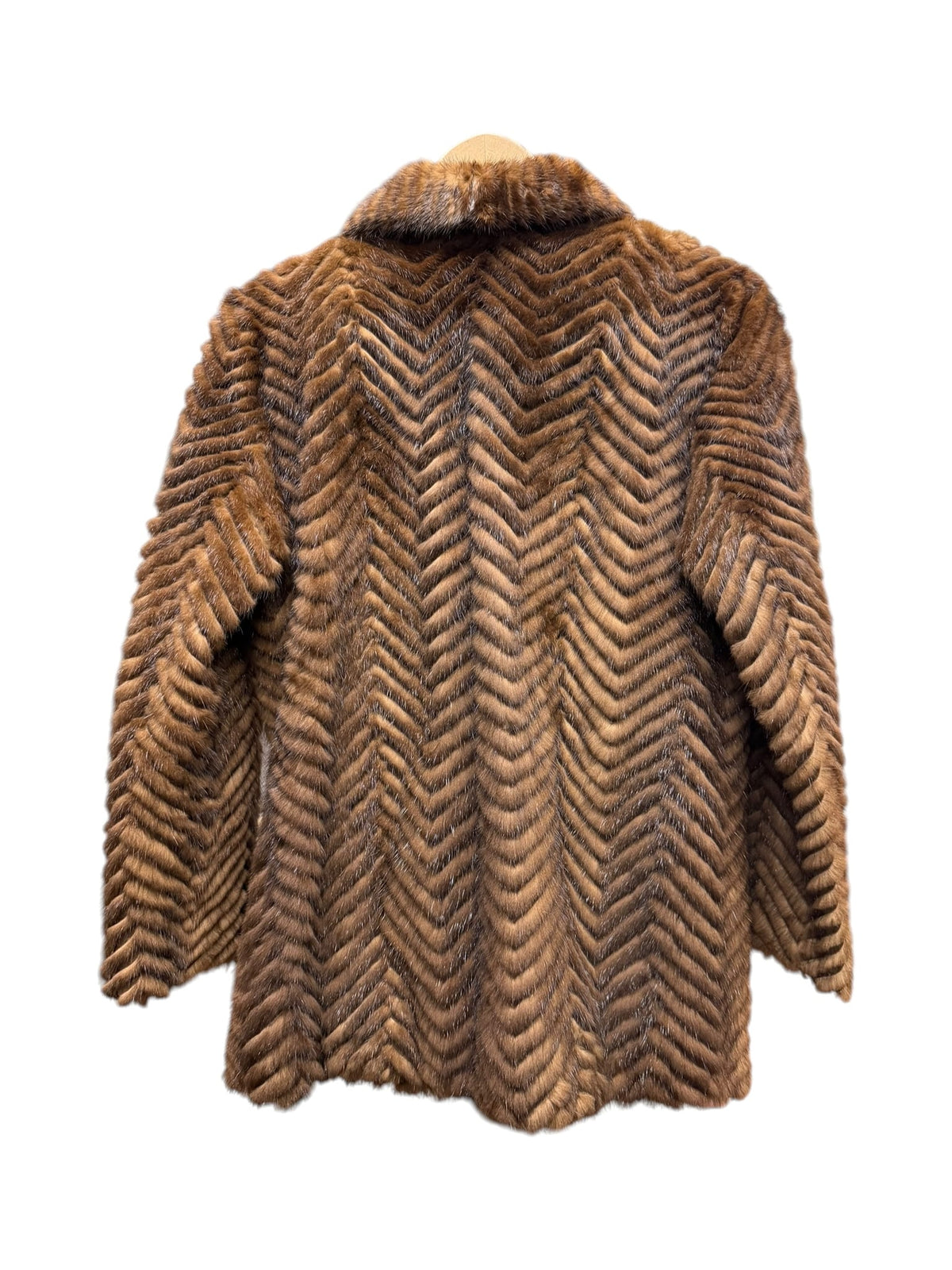 Vintage Brown Chevron Mink Fur Coat