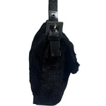 Fendi Black Shearling/Leather Trim Baguette