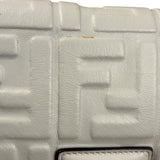 Fendi Large Zucca Embossed Leather Baguette White