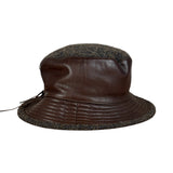 Hermes Vintage Brown Leather-Trimmed Motsch Bucket Hat
