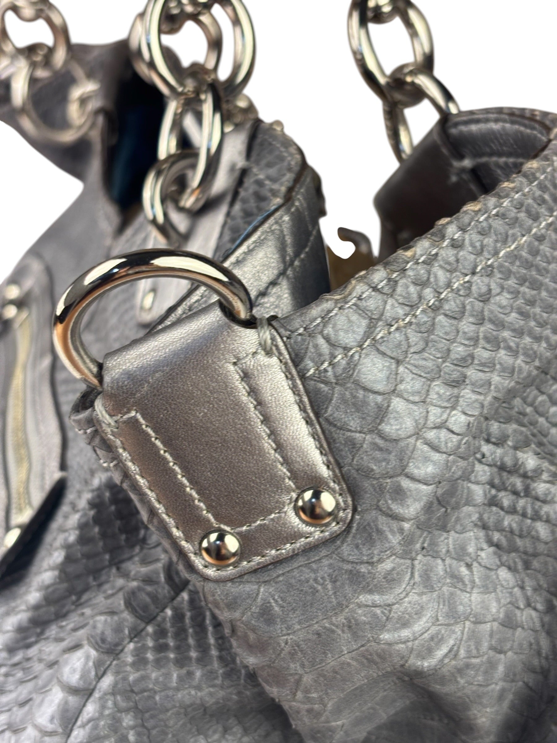 Coach Grey Pythonskin  Indy Babouska Two-Way Shoulder Bag