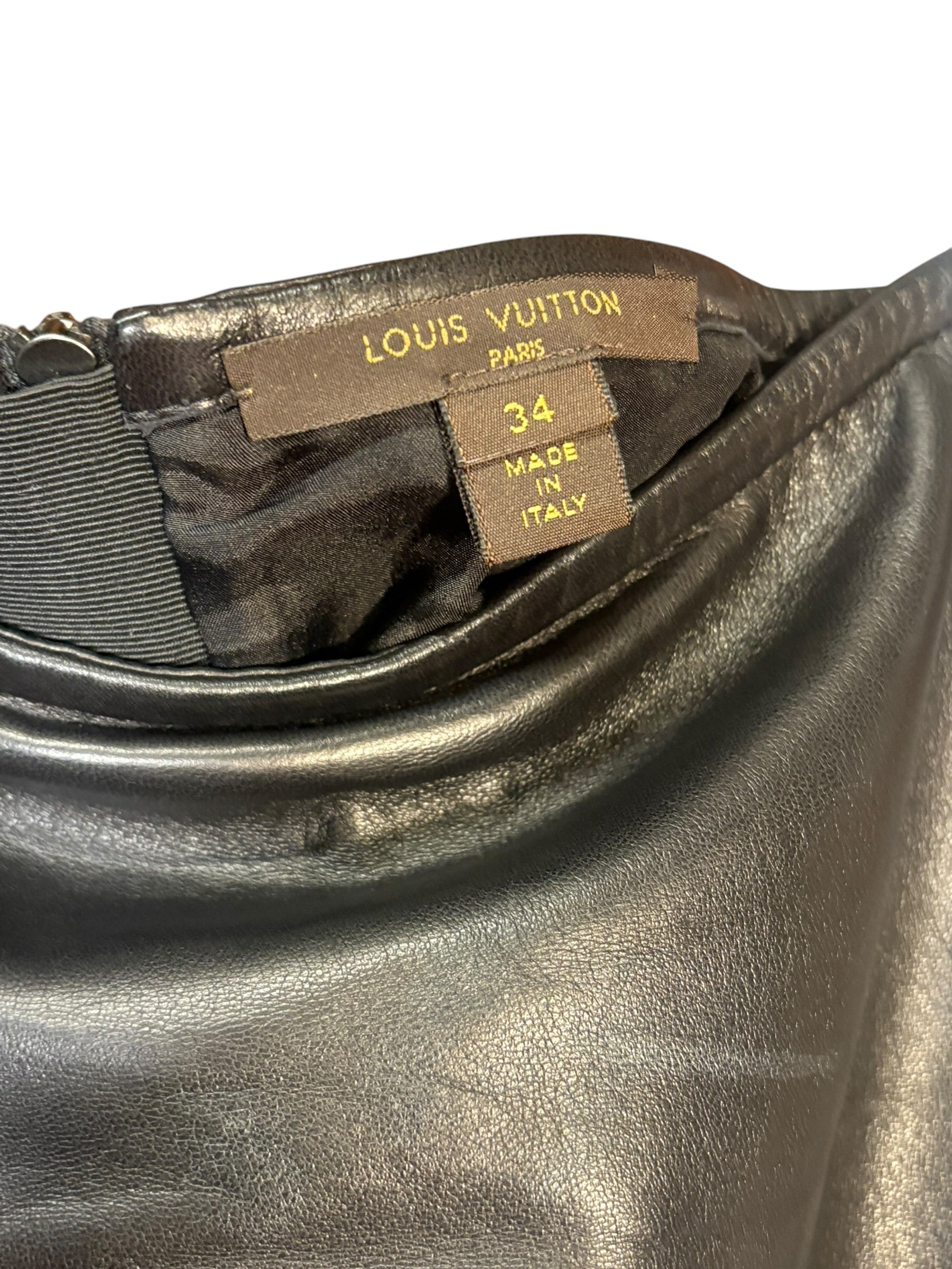 Louis Vuitton Black Leather Lace Skirt
