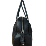 Prada Vintage Black Canvas Leather Trim Bowler Shoulder Bag