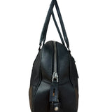 Prada Vintage Black Canvas Leather Trim Bowler Shoulder Bag