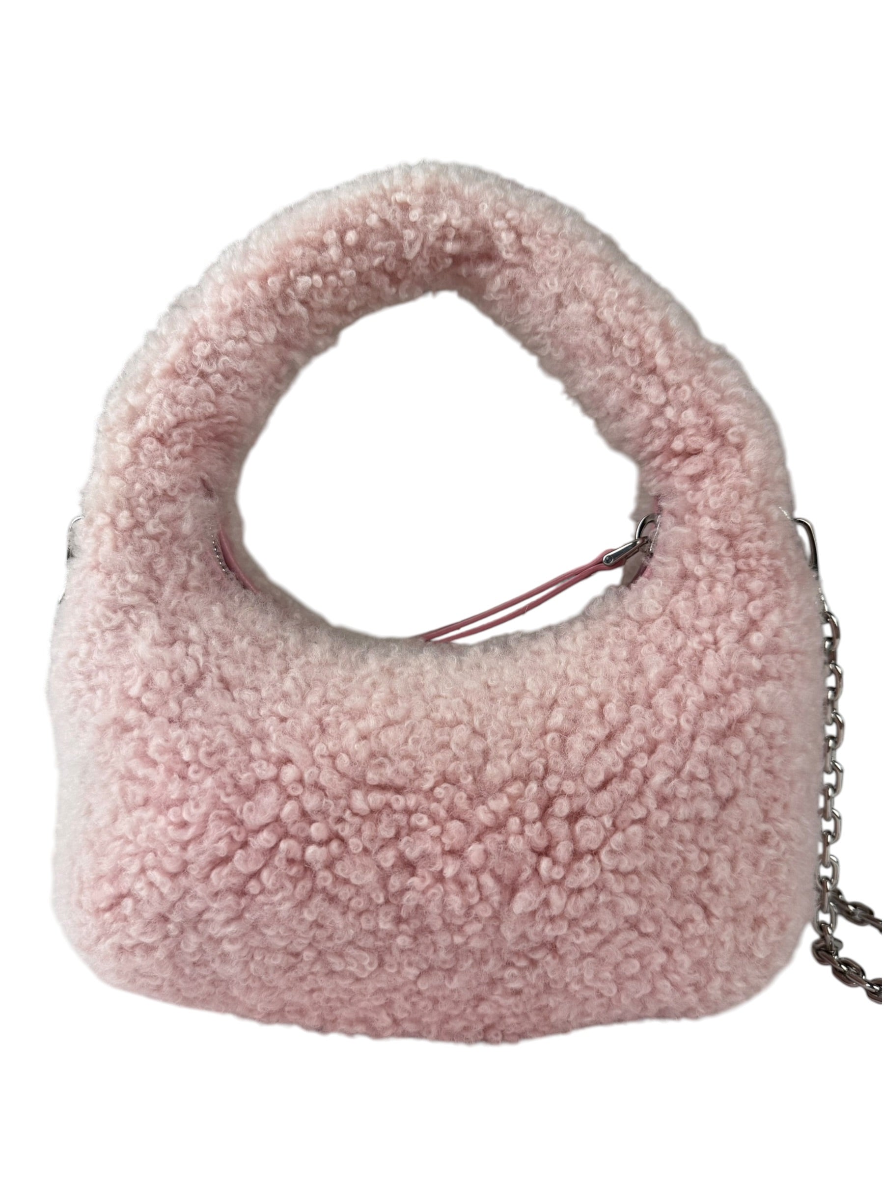 Miu Miu Pink Wool Teddy Two-Way Hobo Bag