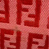 Fendi Pink/Red Zucca Leather Trim Pochette