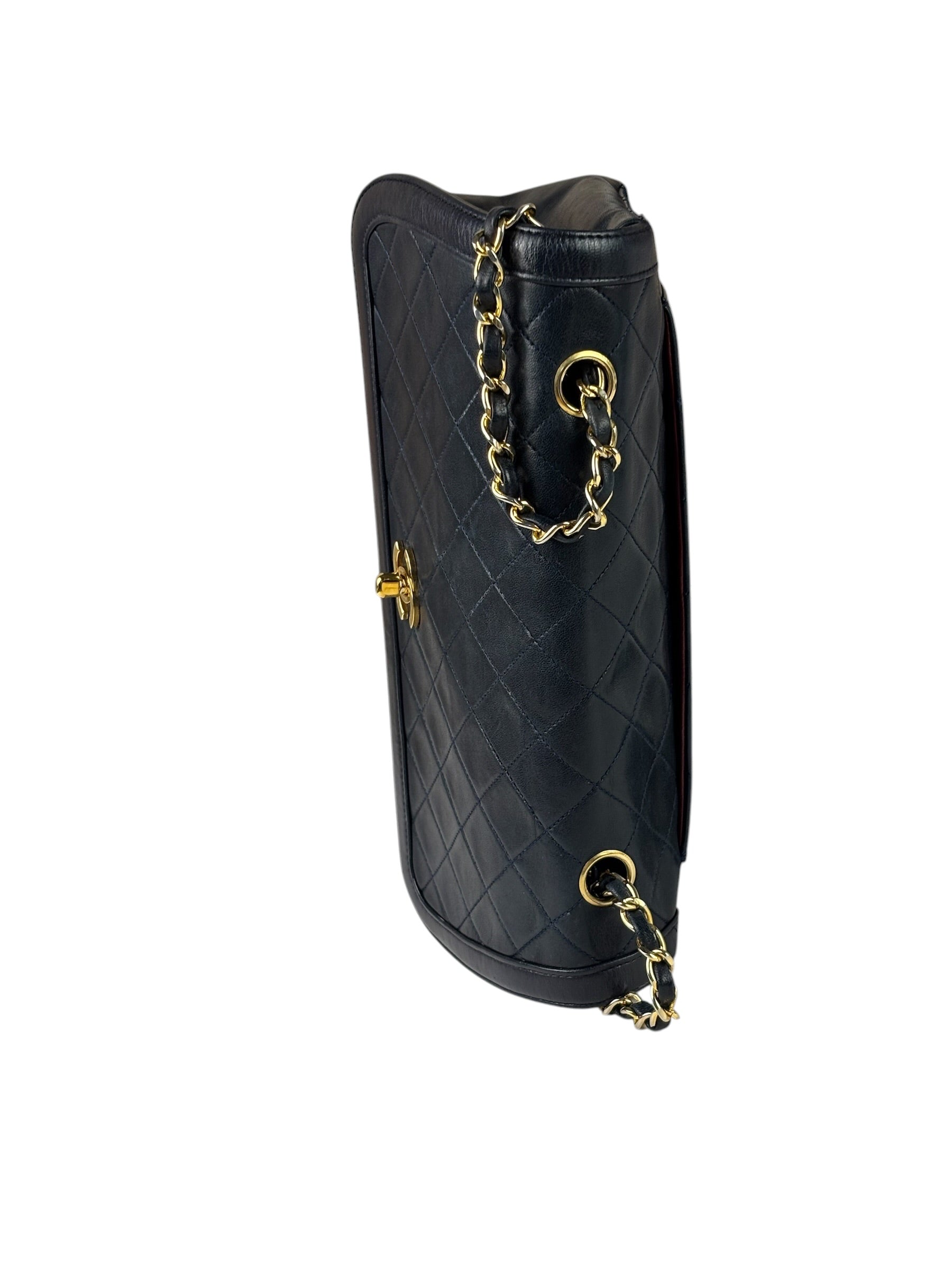 Chanel Vintage Navy Quilted Lambskin Flap Bag 1989