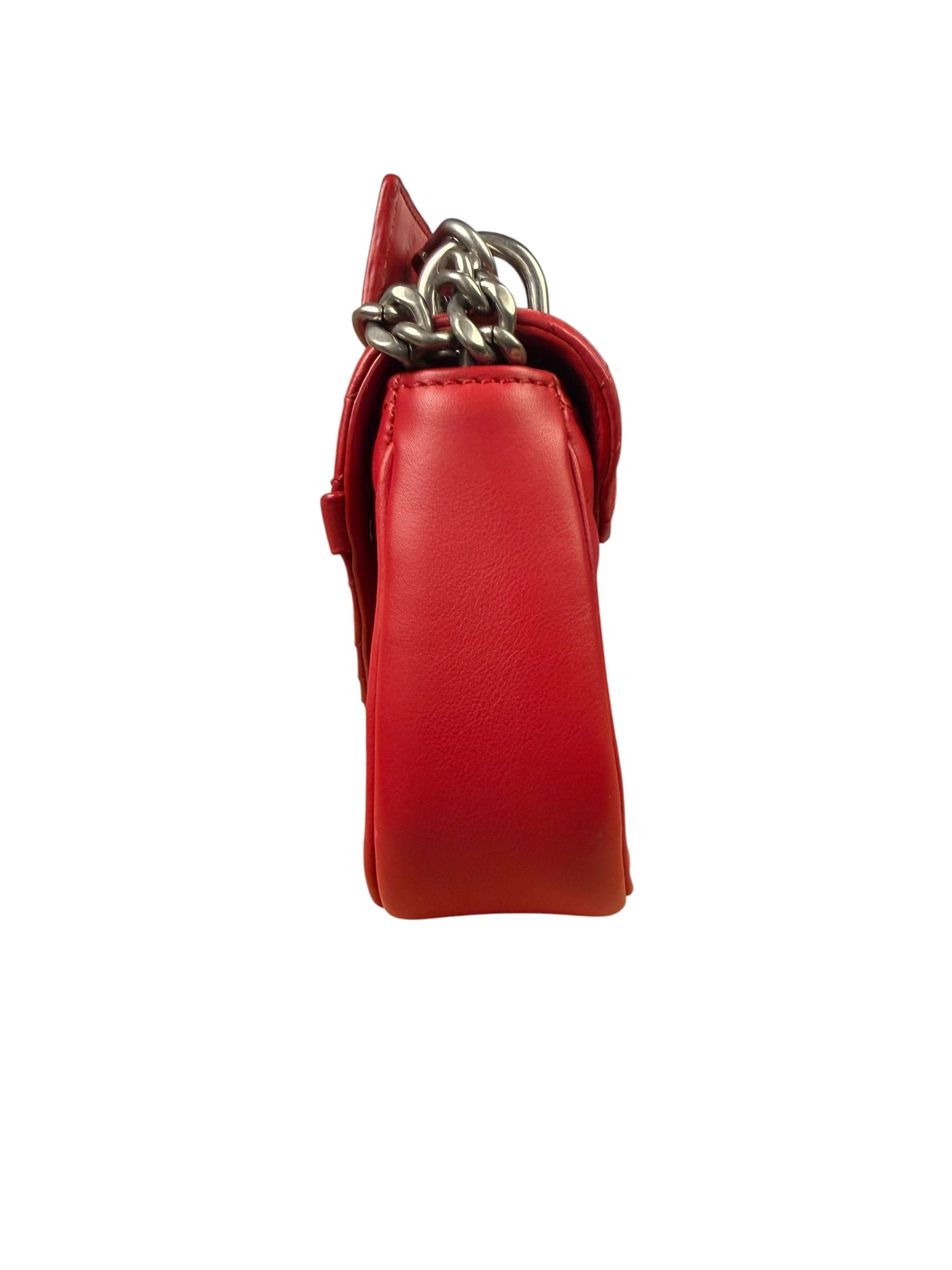 Louis Vuitton Red Leather New Wave Chain Flap Bag MM