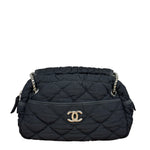 Chanel Black Quilted Satin Chain Shoulder Bag 2008