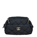 Chanel Black Quilted Satin Chain Shoulder Bag 2008