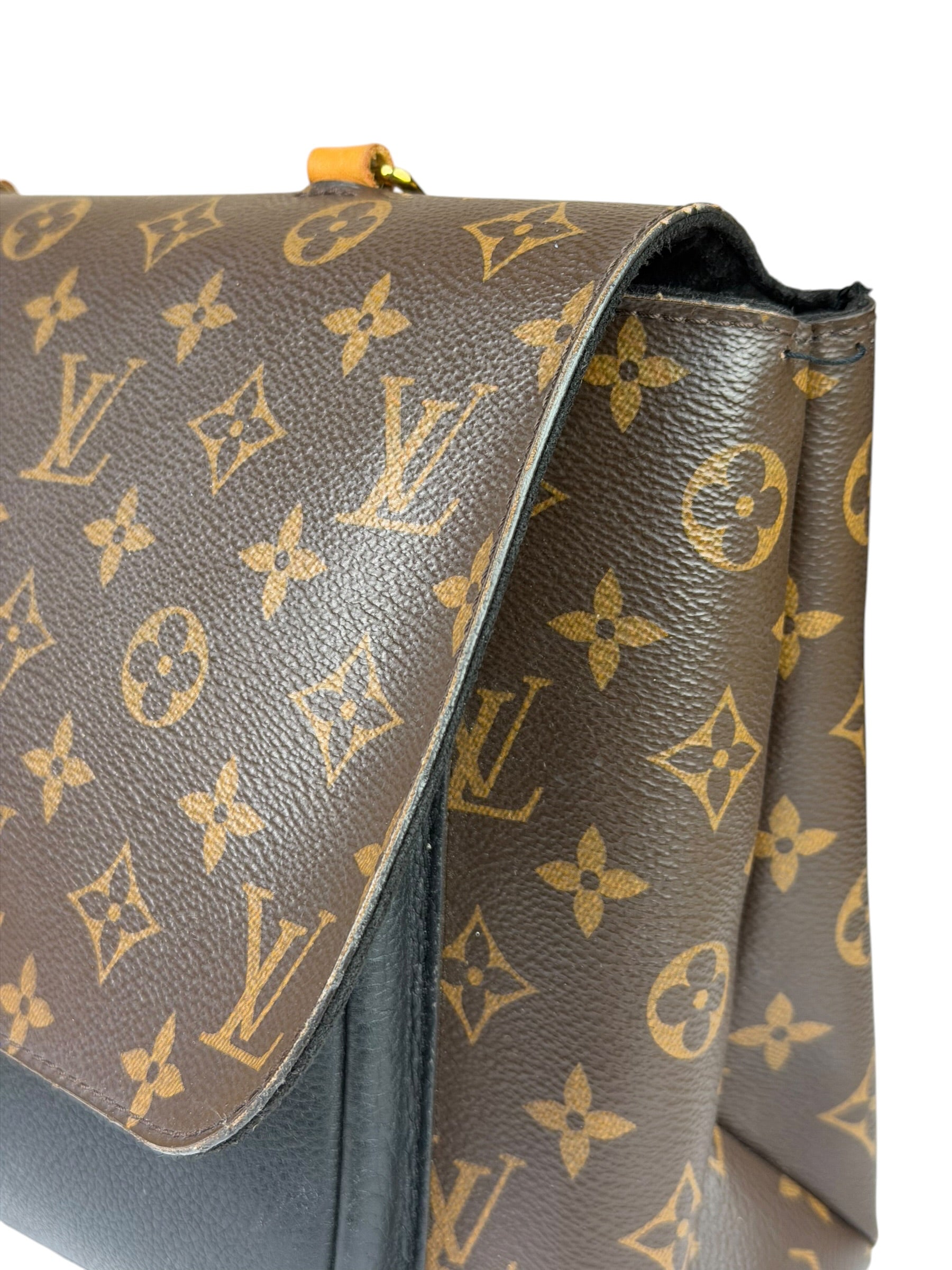 Louis Vuitton Black Leather/ Monogram Marignan 2Way Bag