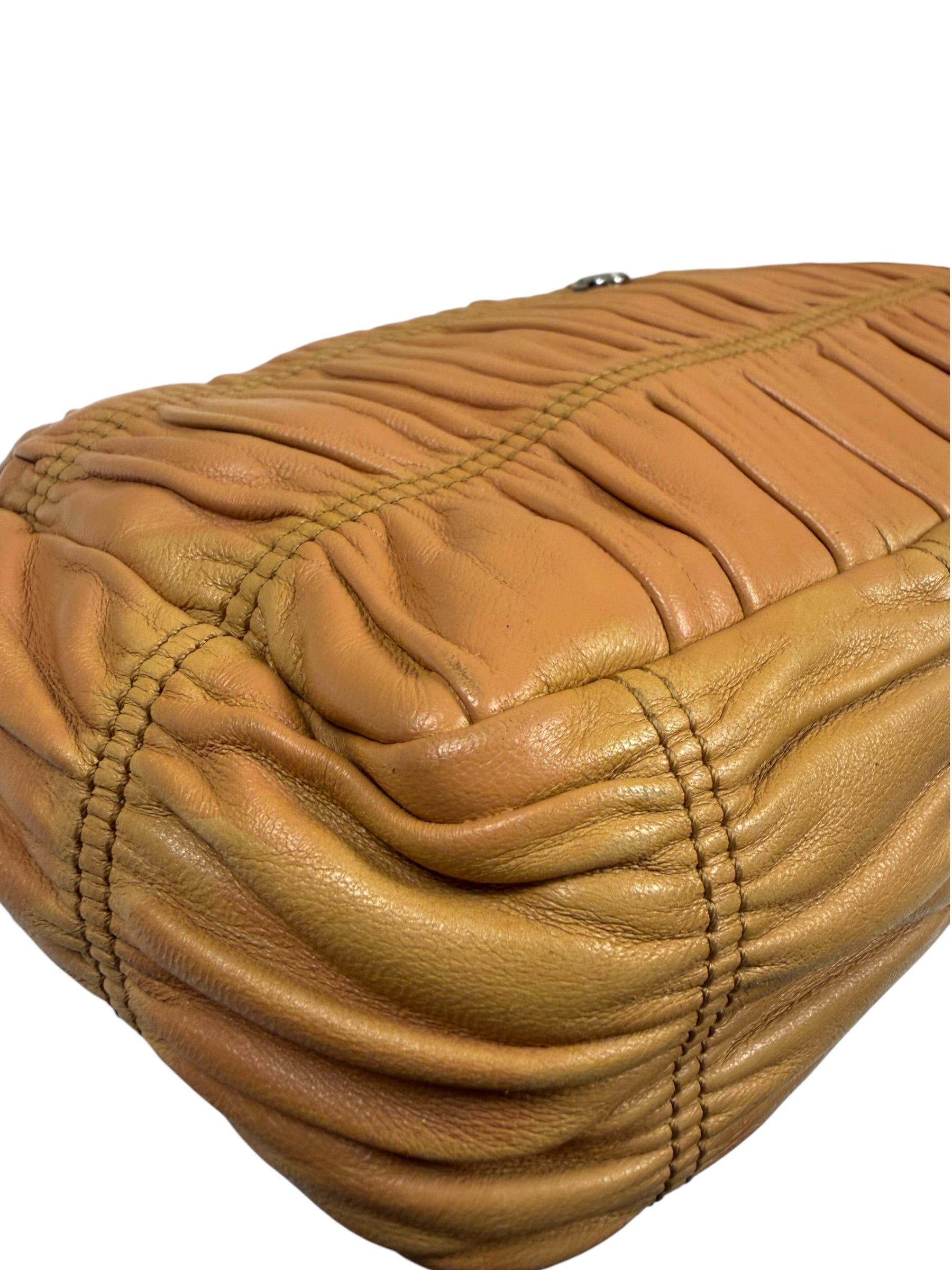 Prada Vintage Brown Nappa Leather Gaufre Shoulder Bag