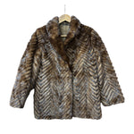 Vintage Hazel Brown Chevron Stripped Mink Fur Coat