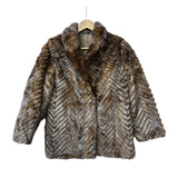 Vintage Hazel Brown Chevron Stripped Mink Fur Coat