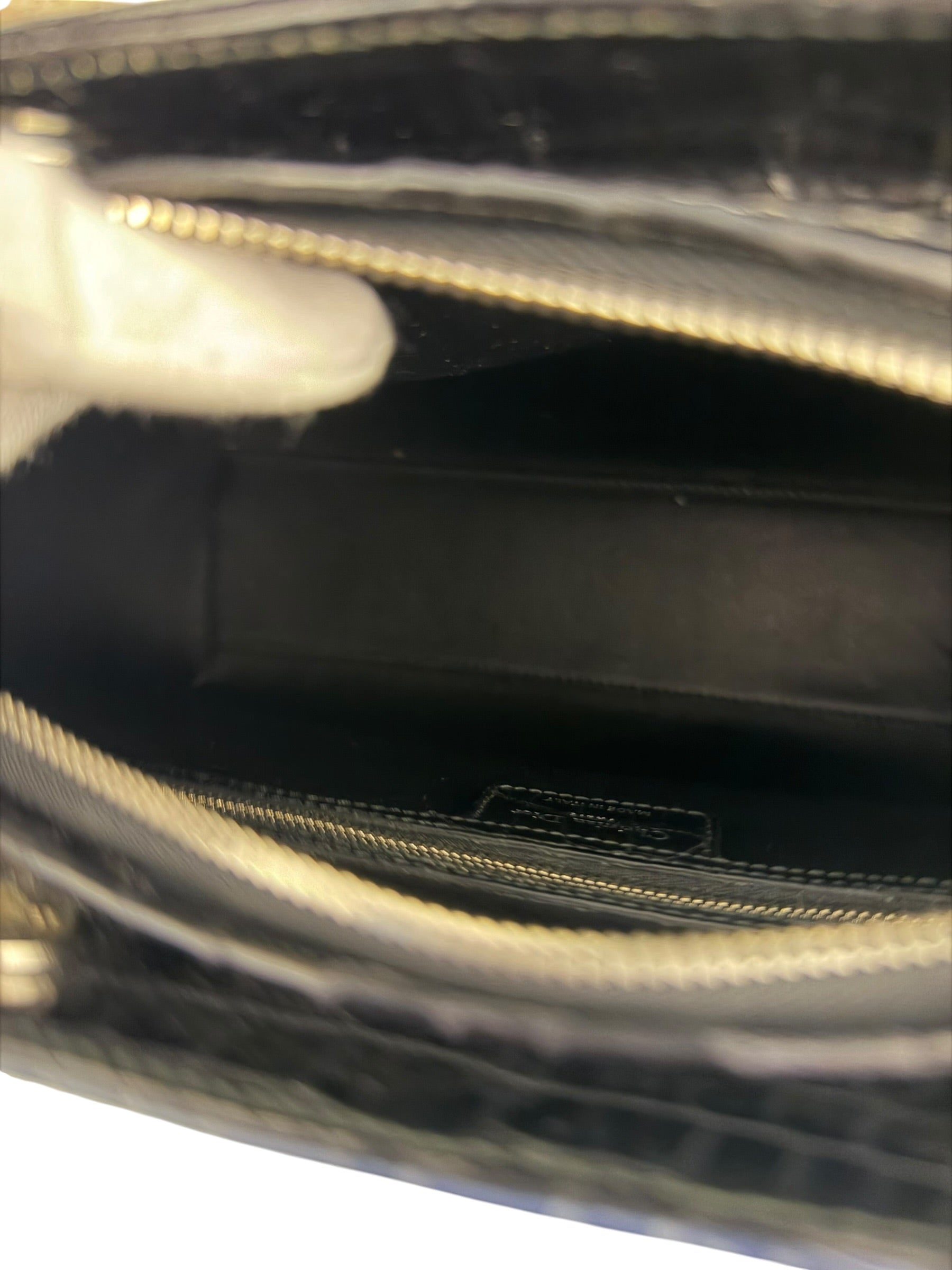 Christian Dior Rare Black/Navy Croc Embossed Lady Dior Handbag