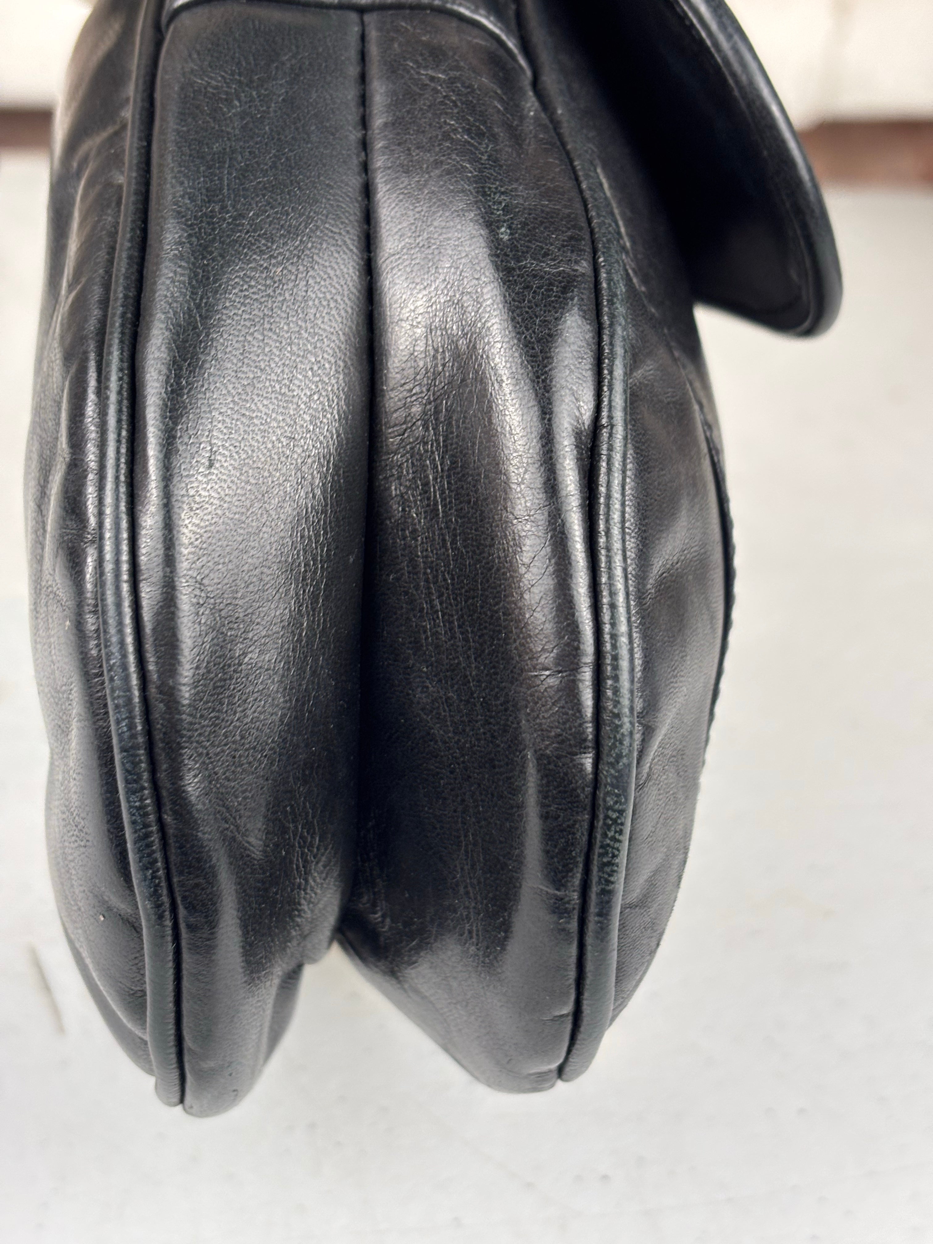 Christian Dior Black Calfskin Saddle Shoulder Bag