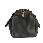 Fendi Grey/Black Leather Striped Boston Bag