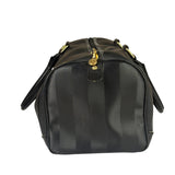Fendi Grey/Black Leather Striped Boston Bag