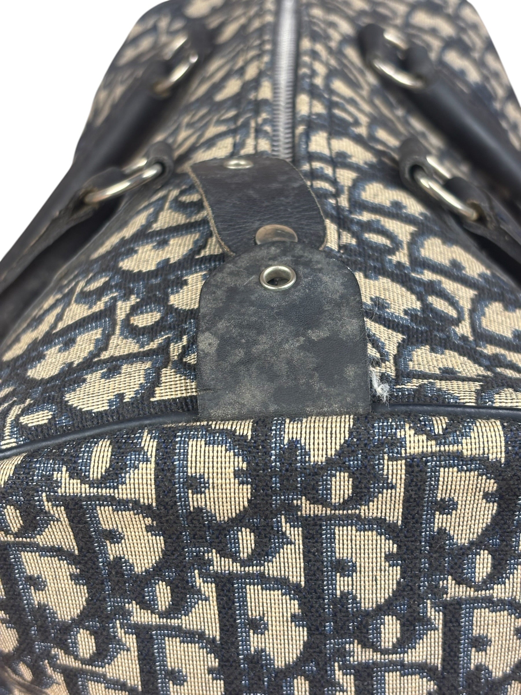 Christian Dior Vintage Blue Oblique Trotter Boston Bag