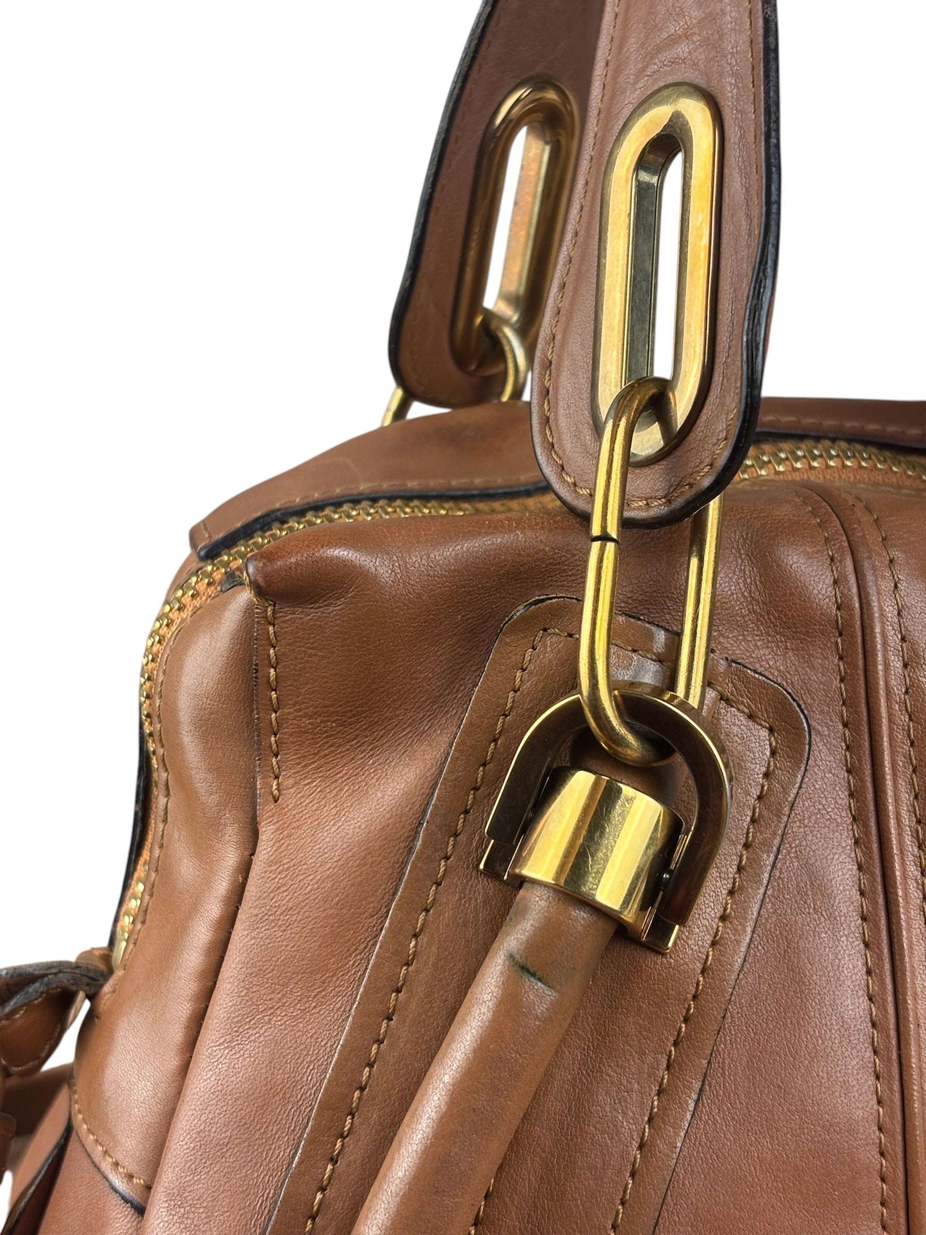 Chloe Caramel Tan Leather Paraty Medium Two-Way Bag