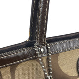 Coach Brown Leather Trim Signature Canvas Tote Bag